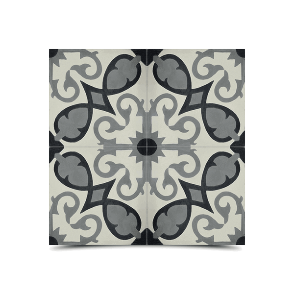 Moroccan Cement Tile Gray & Black - Elegant Floral & Geometric Patterns