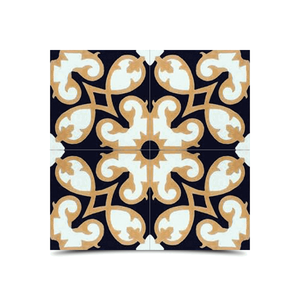 Handmade Moroccan Cement Pattern - White, Black & Beige