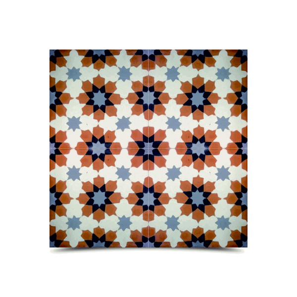 Moroccan Geometric Cement Tiles - Multi-Color Pattern