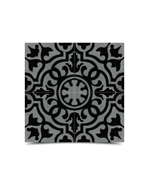 Moroccan Cement Pattern Black & Gray Decor Tiles - Artistic Geometric Design