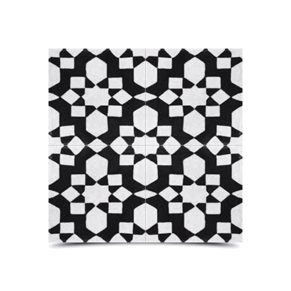 Moroccan Black & White Cement Tile Pattern - Design 245. Handcrafted Geometric Tilesегистраторы.