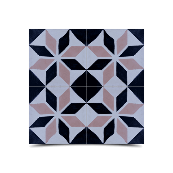 Moroccan Cement Tile Pattern Black Pink White 246