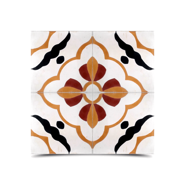 Moroccan Cement Pattern Tile Beige Black White - Creative Design
