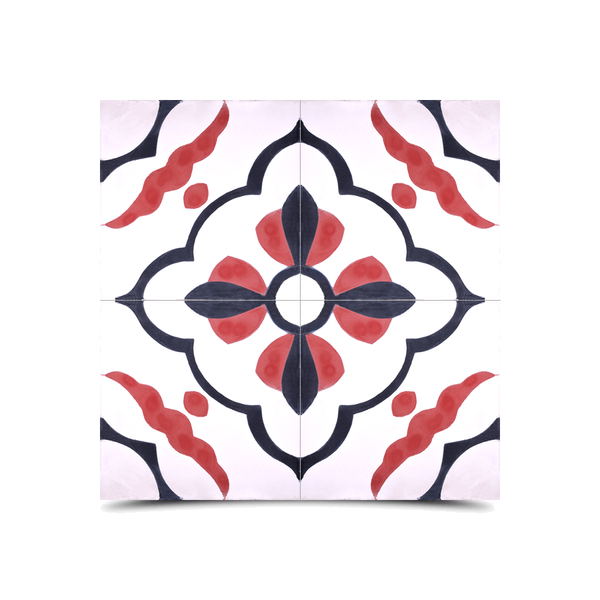 Captivating Moroccan Cement Pattern Tile - White, Blue & Pink