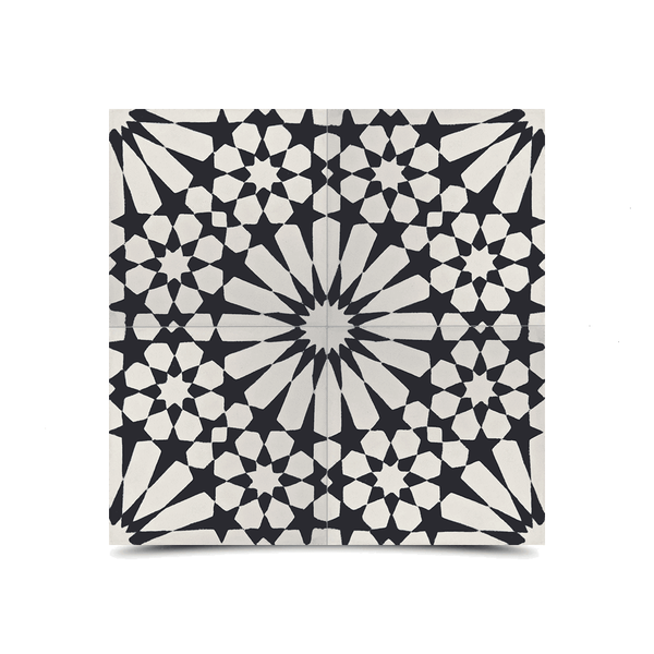 Enchanting Moroccan Cement Geometric Tile – Black & White