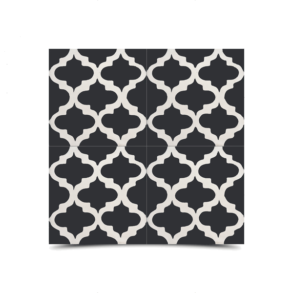 Moroccan Black & White Ogee Cement Tile - Elegant & Durable
