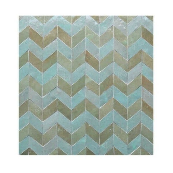 Moroccan Bejmat Tiles - Olive Green & Teal Moroccan Bejmat tiles - Versatile Indoor & Outdoor Tiles - Handmade & Glazed