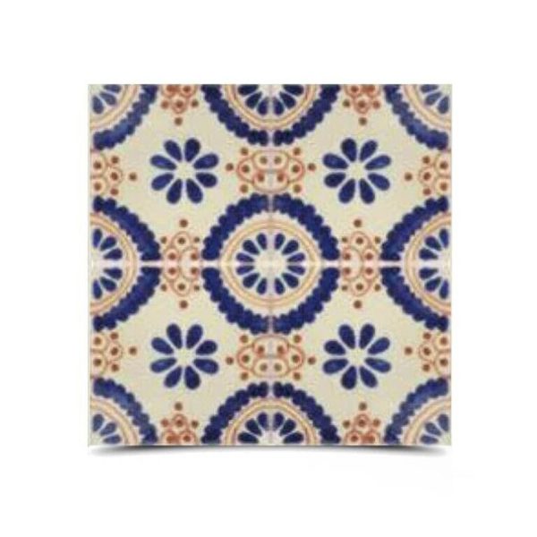 Blue & Orange Moroccan Floral Hand-Painted Tiles - Waterproof & Long-Lasting