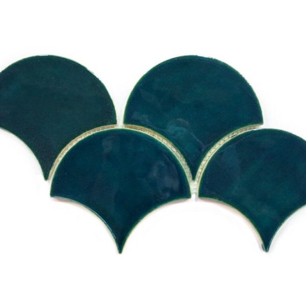 "Bluegrass Large Moroccan Fish Scale Tiles – Handmade Glossy Finish"