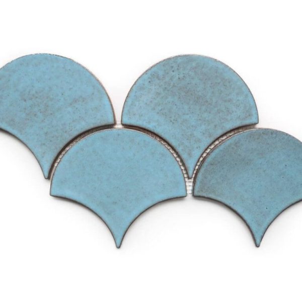 Blue Bell Moroccan Fish Scales Tiles - High-Quality 4x3-inch Scallops