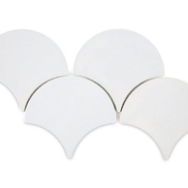 Handcrafted Large Moroccan Fish Scales in Parchment White - Premium Glazed Tiles