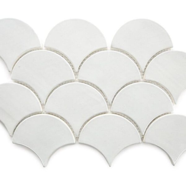 Moroccan Fish Scale Tiles in Parchment White - Premium Ocean-Inspired Tiles