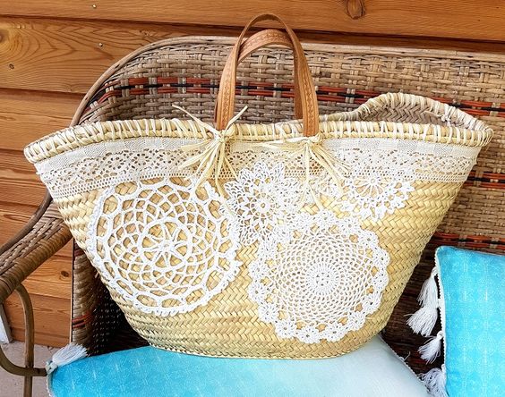 Ethically Handwoven Moroccan Straw Handbag Basket