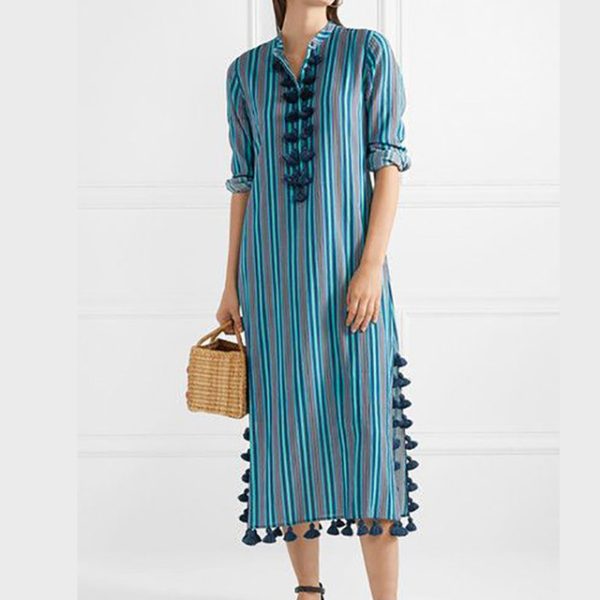 Moroccan Embroidered Kaftan Dress - Bohemian Chic Statement Piece