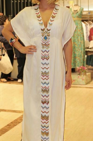 Elegant Moroccan Inspired Maxi Caftan for Beach Cover Up