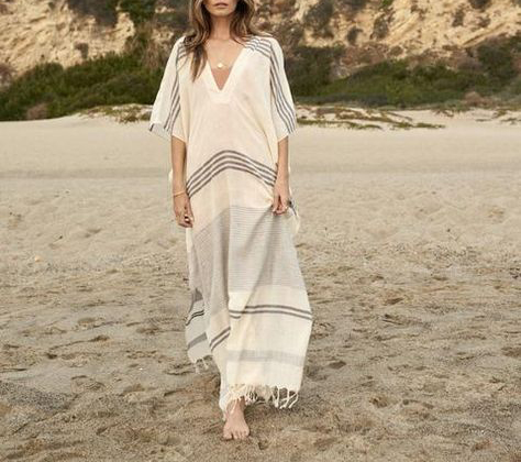 Moroccan-Inspired Silk Beach Cover Up | Elegant Maxi Kaftan
