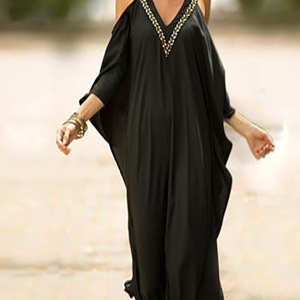 Maxi Moroccan Kaftan Beach Cover Up for Women - Silky & Versatile