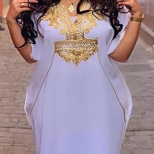 Bohemian Embroidered Kaftan Dress for Chic Moroccan Style