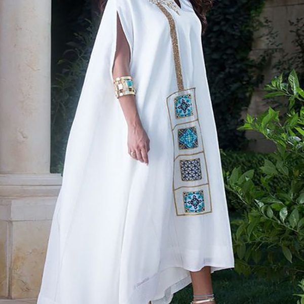 Moroccan Bohemian Embroidered Kaftan Dress - Stylish and Comfortable