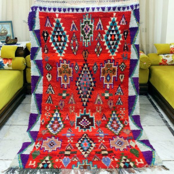 Handwoven Moroccan Red Berber Rug - Premium Wool Tribal Design