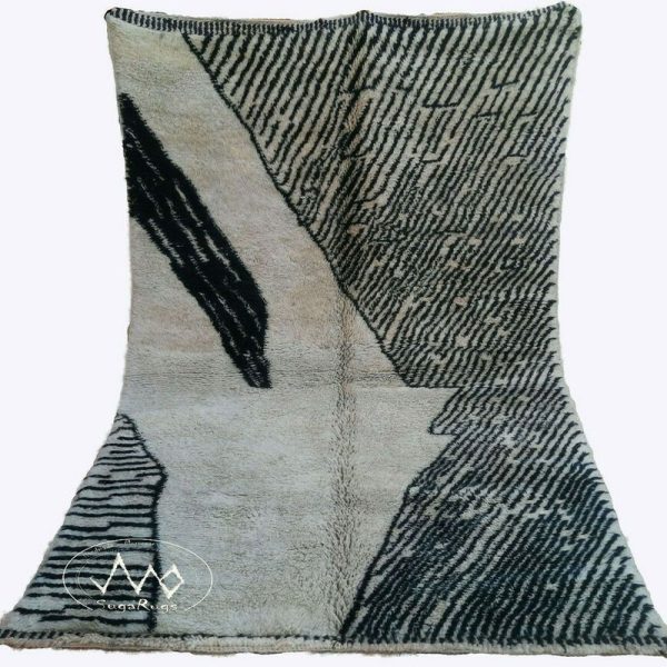 Authentic Moroccan Beni Ourain Wool Rug - Geometric Vintage Style