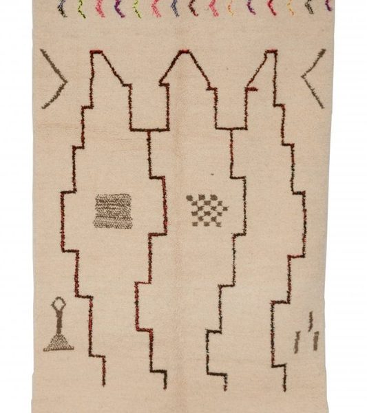 Handmade Moroccan Beni Ourain Geometric Wool Rug