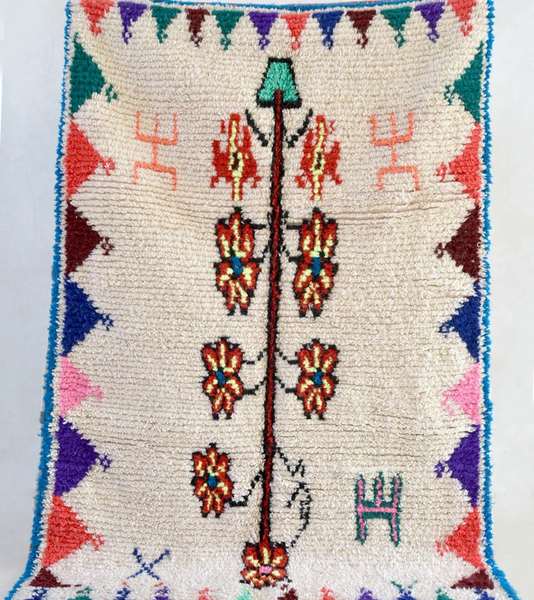 Colorful Moroccan Azilal Berber Wool Rug - Handwoven Vintage Style