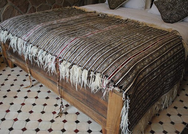 Handwoven Moroccan Wool Blanket with White Fringe