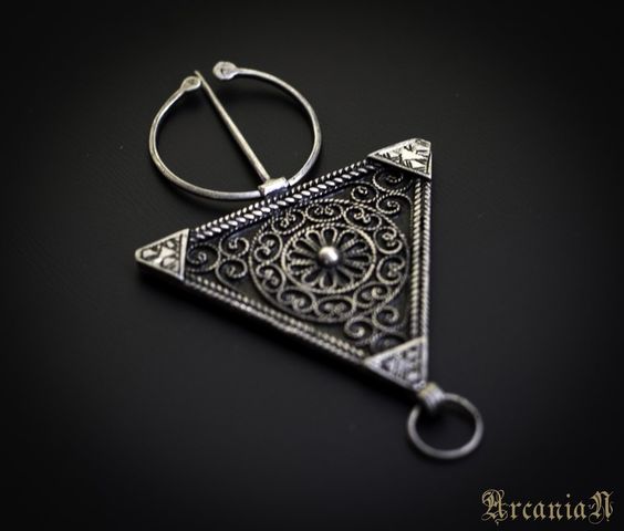 Vintage Berber Silver Fibula Brooch from Southern Morocco