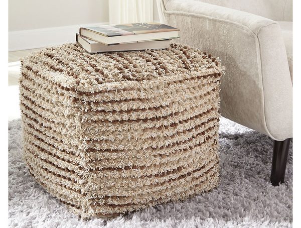 Moroccan Handmade Striped Carpet Pouf - Cozy Elegance & Style