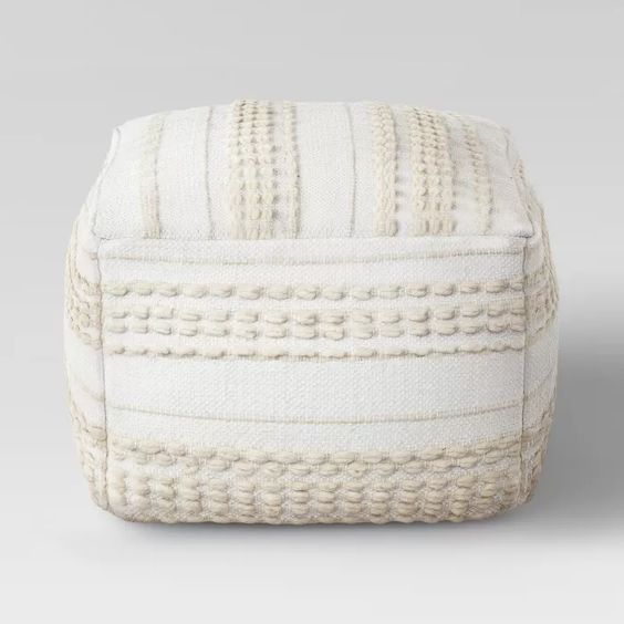 Moroccan Cotton Pouf - Handcrafted Earthy Tones | Square Shape