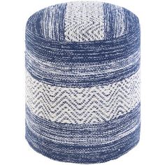 Moroccan Distressed Blue & White Carpet Pouf