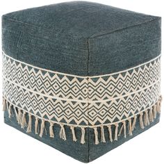 Moroccan Carpet Pouf with Tassels for Stylish Home Decor