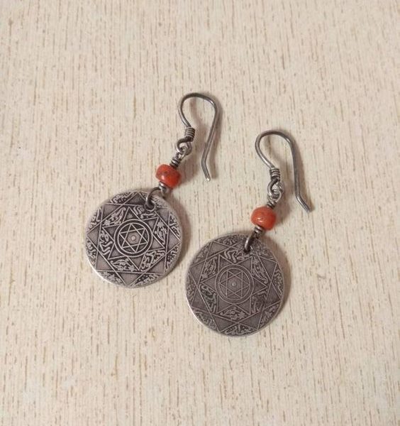 Moroccan Tuareg Berber Geometric Earrings - Handcrafted Intricate Designs