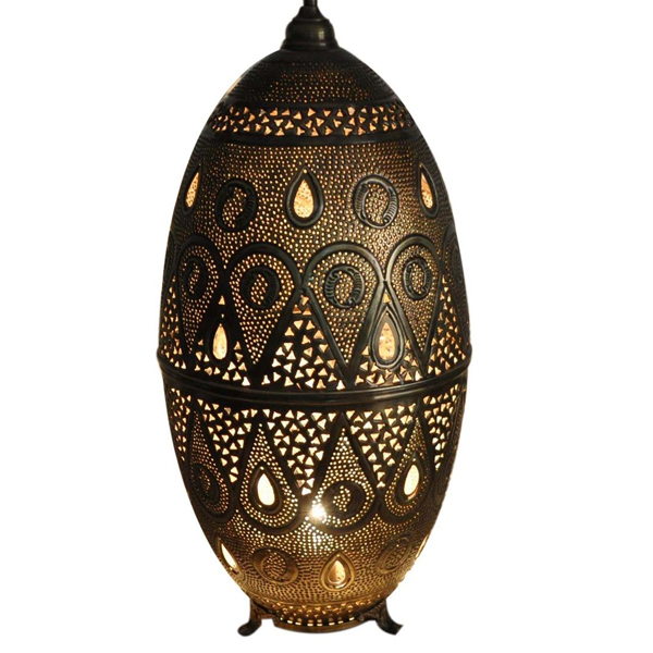 Moroccan Silver Metal Pendant Floor Lamp - Handmade Vintage Charm
