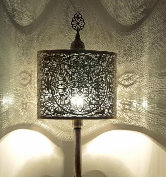 Moroccan Silver Metal Handmade Floor Lamp - Vintage Illumination