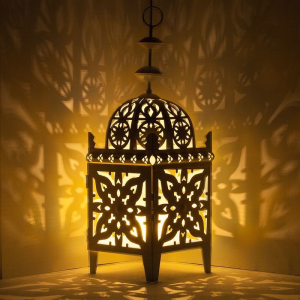 Moroccan Silver Metal Handcrafted Pendant Floor Lamp for Indoor & Outdoor Settings