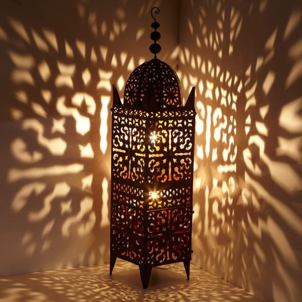 Moroccan Silver Metal Floor Lamp | Handmade Vintage Charm