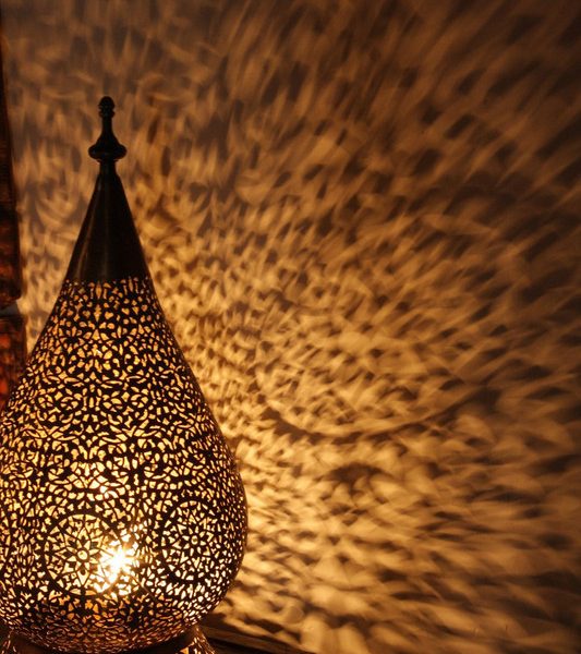 Moroccan Silver Metal Floor Lamp - Handmade Pendant Lighting