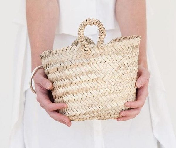 French Market Basket - Handmade Eco-Friendly Straw Handled Storage Basket