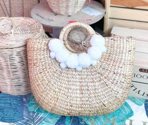 French Round Straw Basket | Eco-Friendly Handwoven Tote