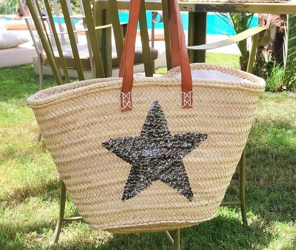 Eco-Friendly Handwoven French Market Basket with Leather Straps