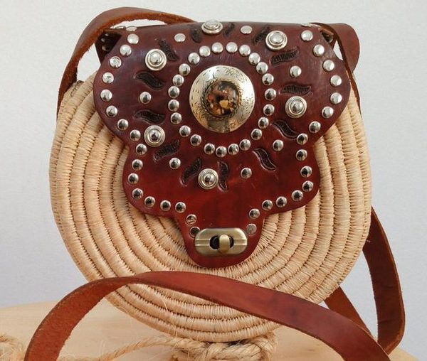 Moroccan Straw Handbag Backpack - Eco-Friendly Berber Craft