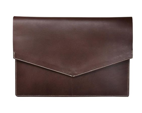 Vintage Walnut Brown Leather Laptop Bag | Handcrafted Moroccan Design