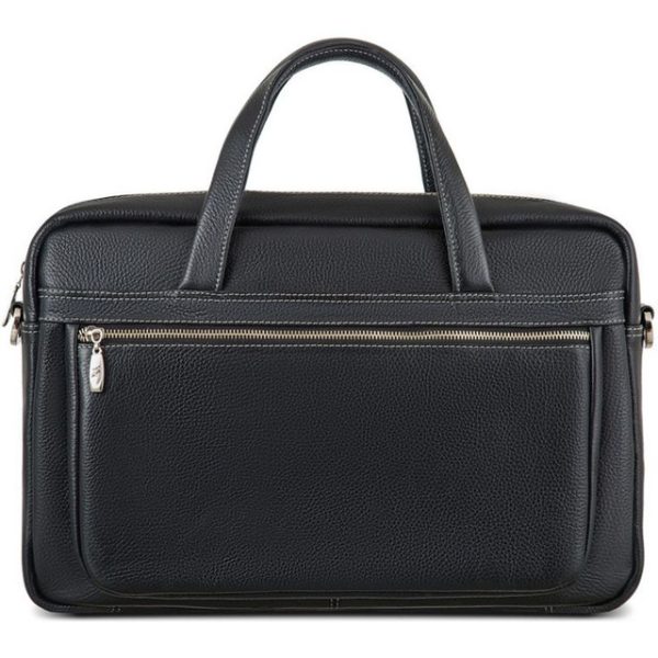 Handmade Black Moroccan Leather Laptop Bag with Spacious Compartments