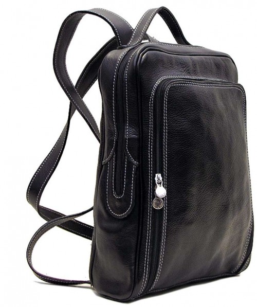 Luxury Black Moroccan Leather Backpack by Fez Tannery