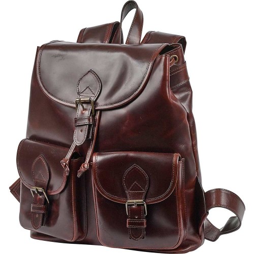 Moroccan Mahogany Leather Backpack - Genuine Handcrafted Elegance
