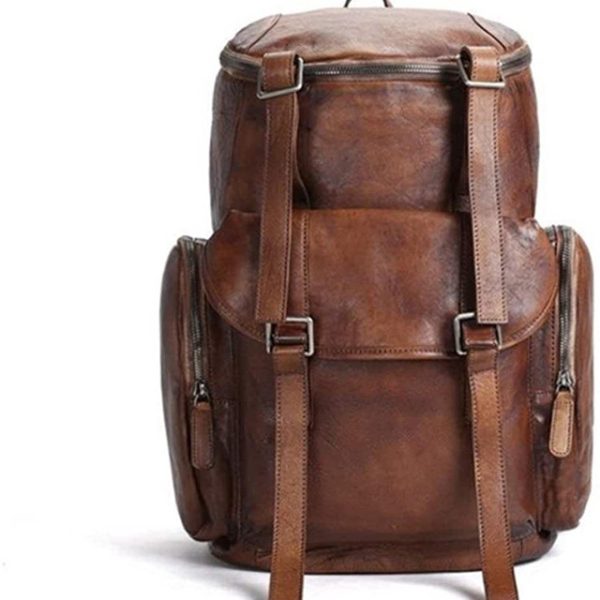 Exquisite Brown Leather Moroccan Backpack - Luxury & Functionality