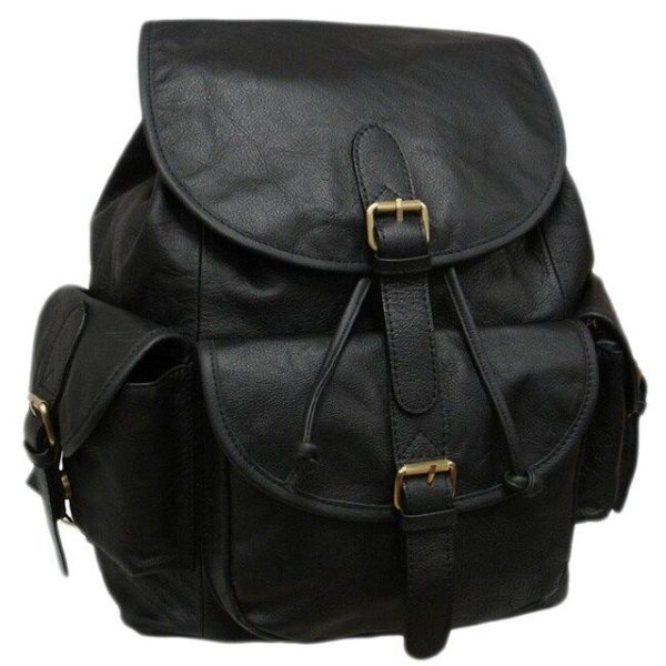 Premium Black Moroccan Leather Backpack - Handcrafted Elegance & Durability
