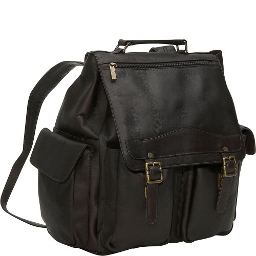 Luxury Dark Brown Leather Backpack - Handcrafted Moroccan Elegance with Storage Efficiency